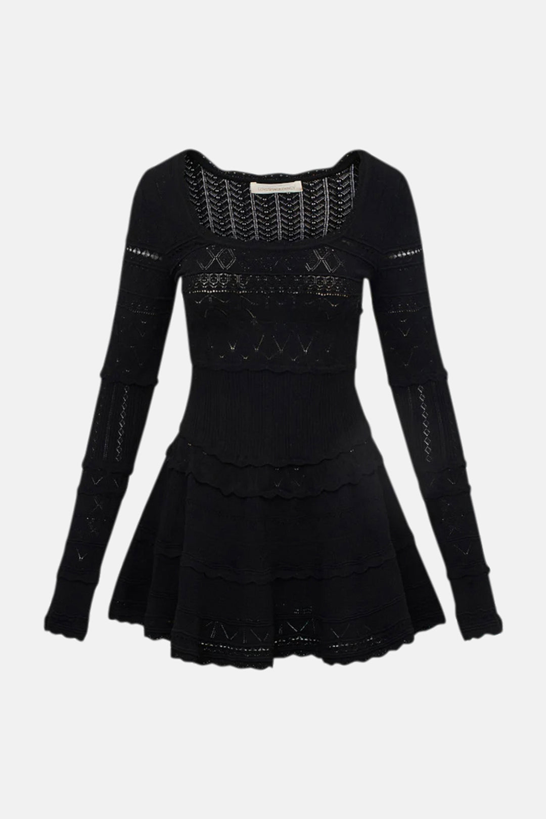 LOVESHACKFANCY Lavender Pointelle Knit Mini Dress Black blueandcream LOVESHACKFANCY Lavender Pointelle Knit Mini Dress Black blueandcream