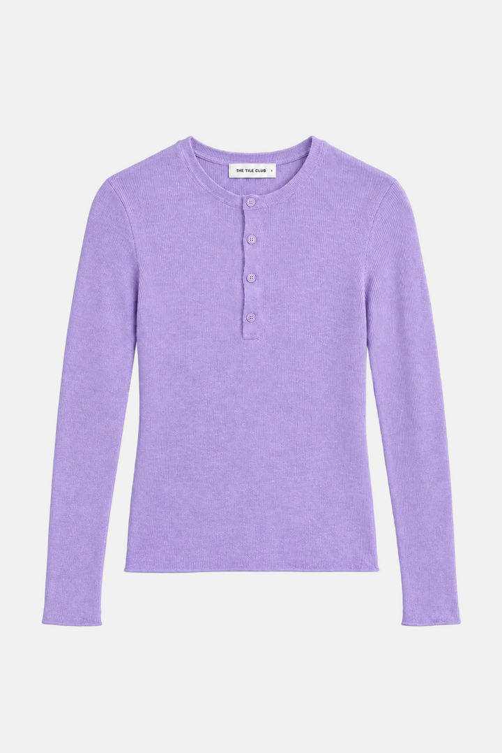 Sylvia Cashmere Henley Sweater Purple