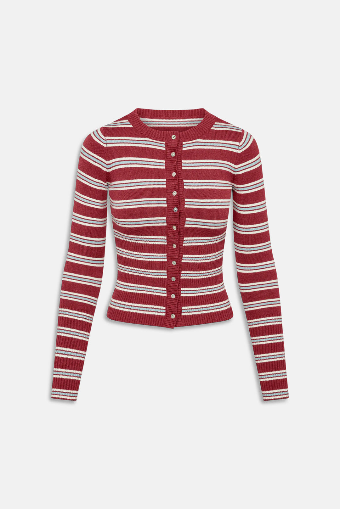 Lenon Button Up Knit Sweater Collegiate Stripe