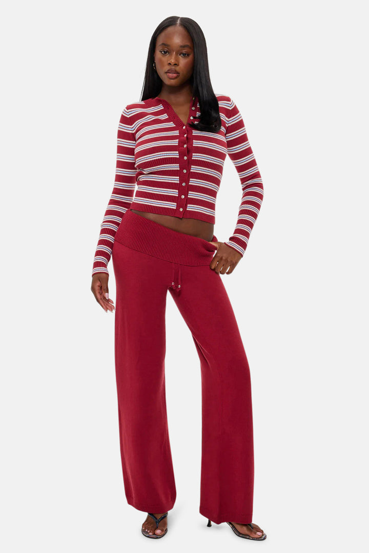 Lenon Button Up Knit Sweater Collegiate Stripe
