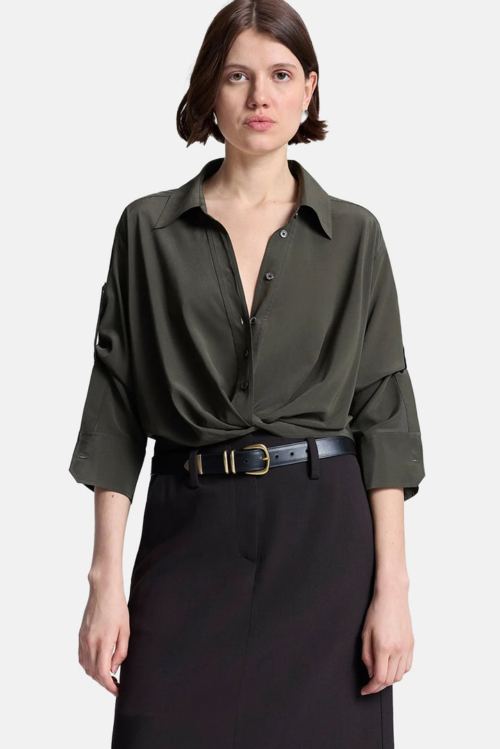 Leo Cropped Cotton Shirt Hazel