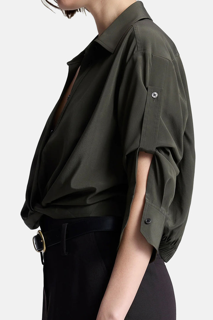 Leo Cropped Cotton Shirt Hazel