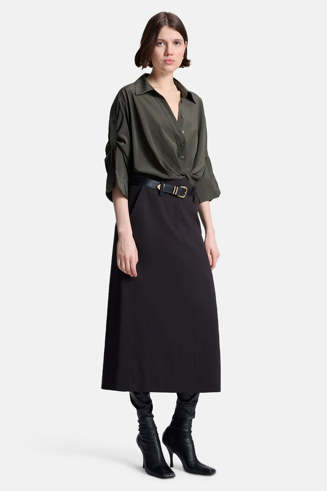 Leo Cropped Cotton Shirt Hazel