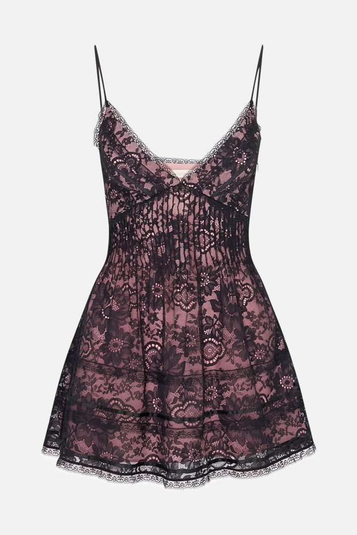 Levina Baroque Lace Mini Dress Black