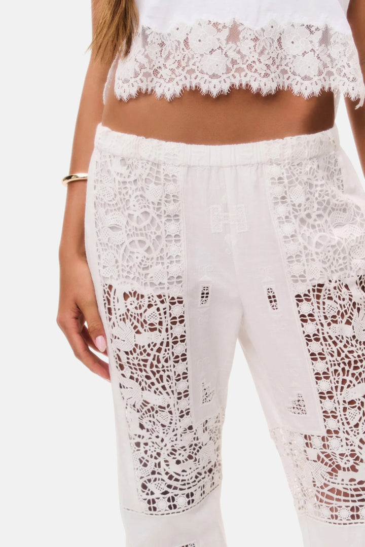 Lilo Patchwork Lace Pant Optic White
