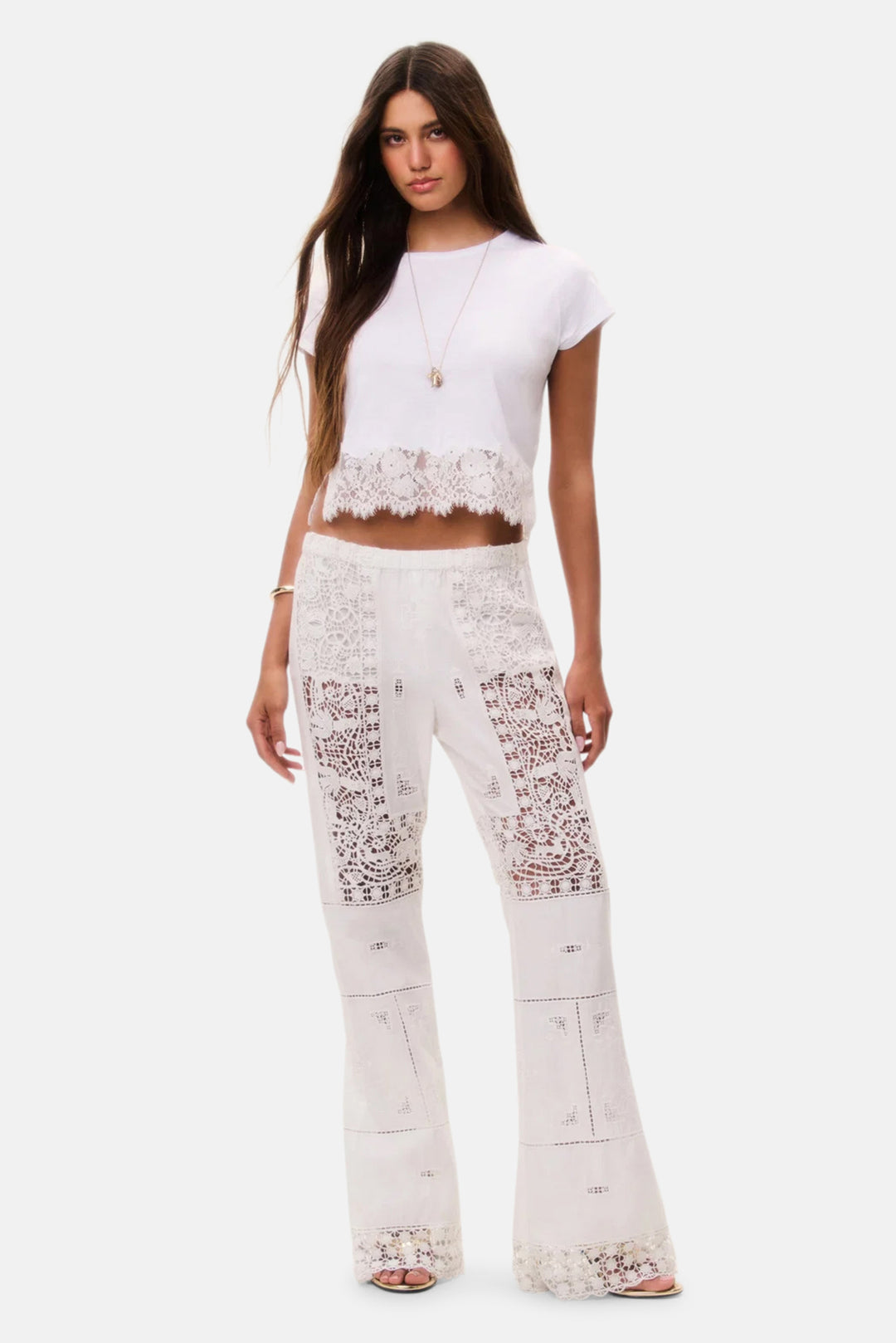 Lilo Patchwork Lace Pant Optic White