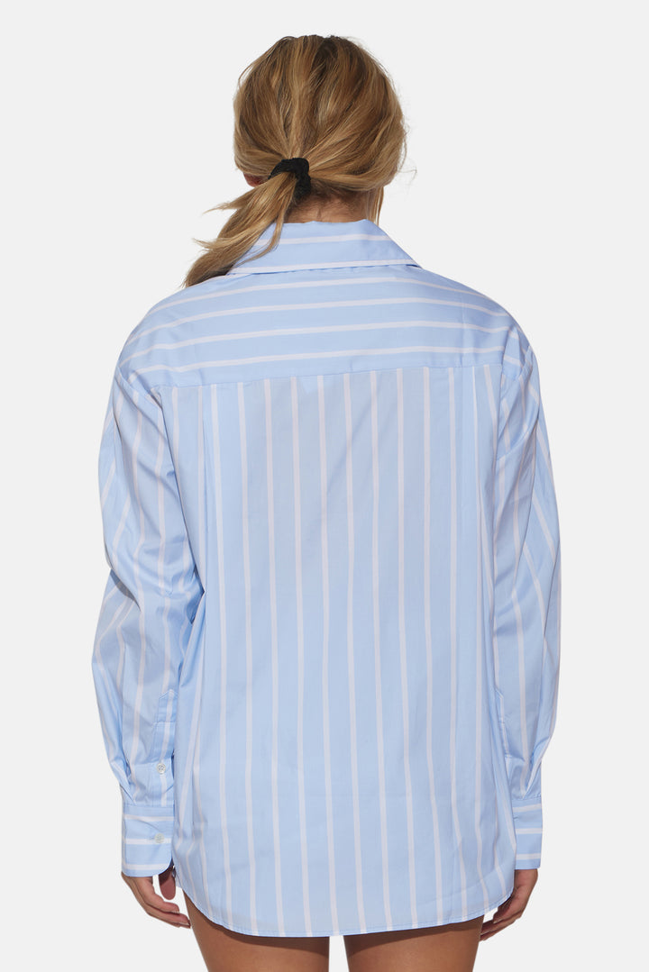 Poplin Set Wide Stripe Sky/White