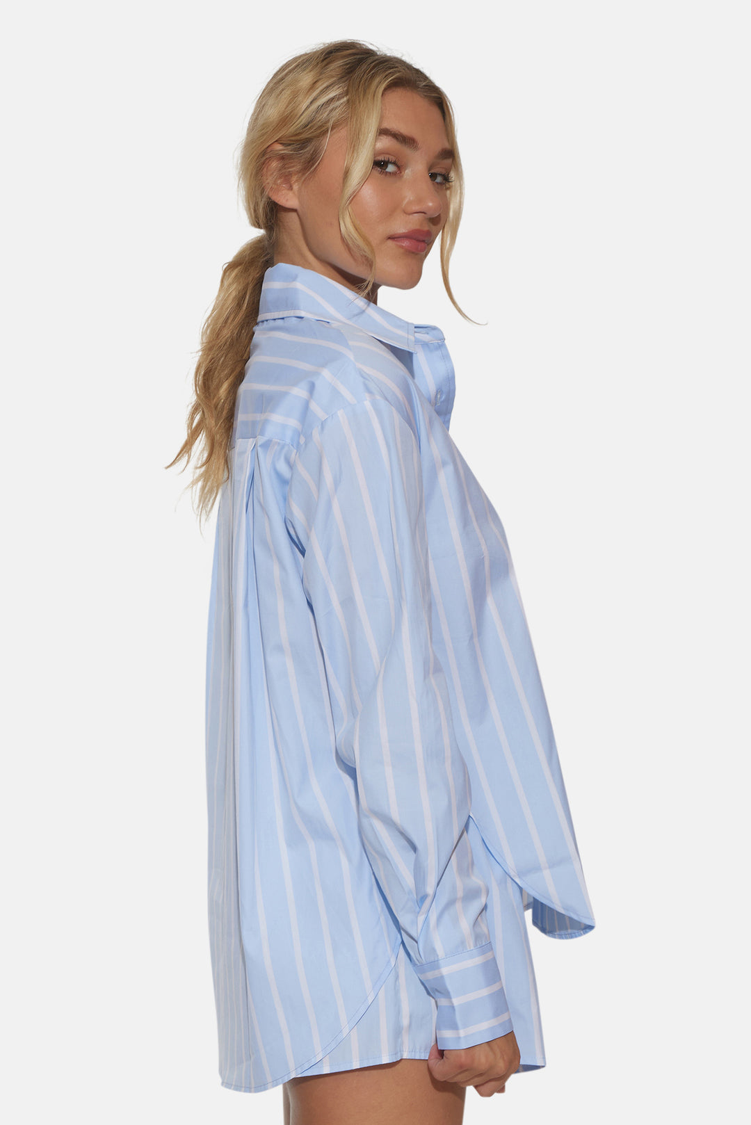 Poplin Set Wide Stripe Sky/White