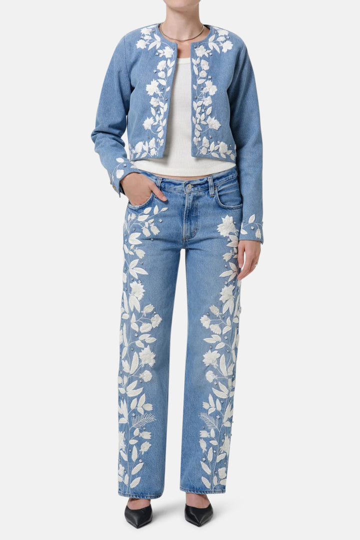 Lindz Easy Straight with Floral Emb in Cupid