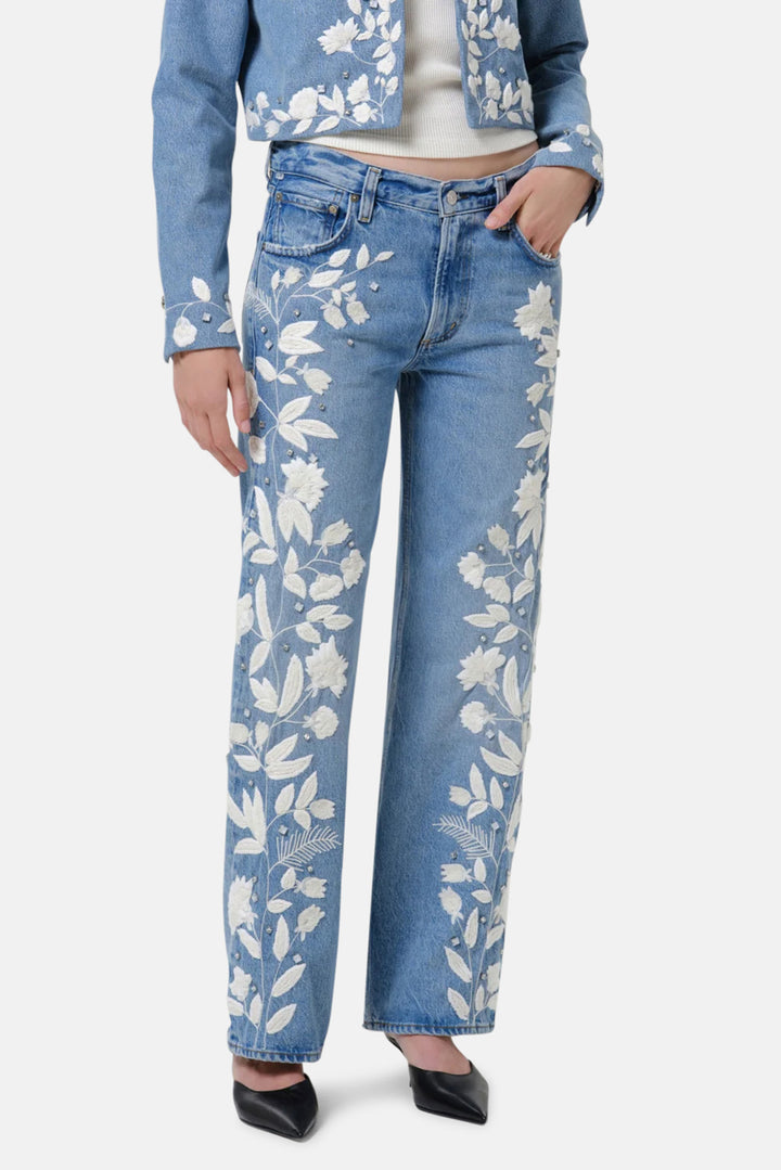 Lindz Easy Straight with Floral Emb in Cupid