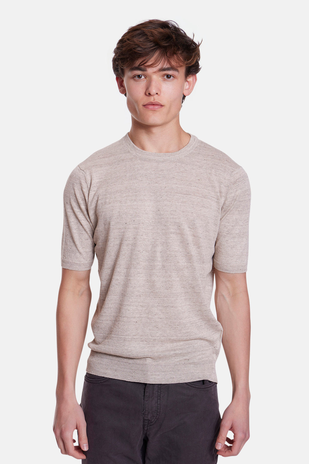 Linen Knit Tee Beige