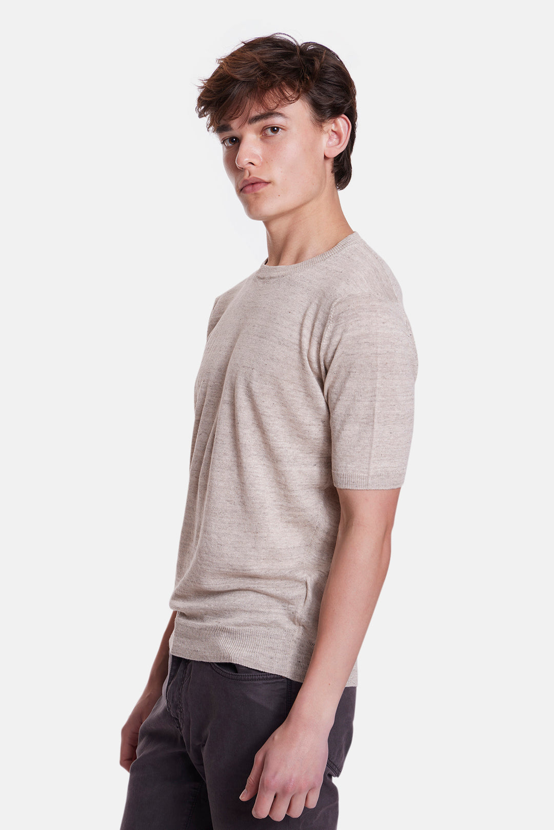Linen Knit Tee Beige