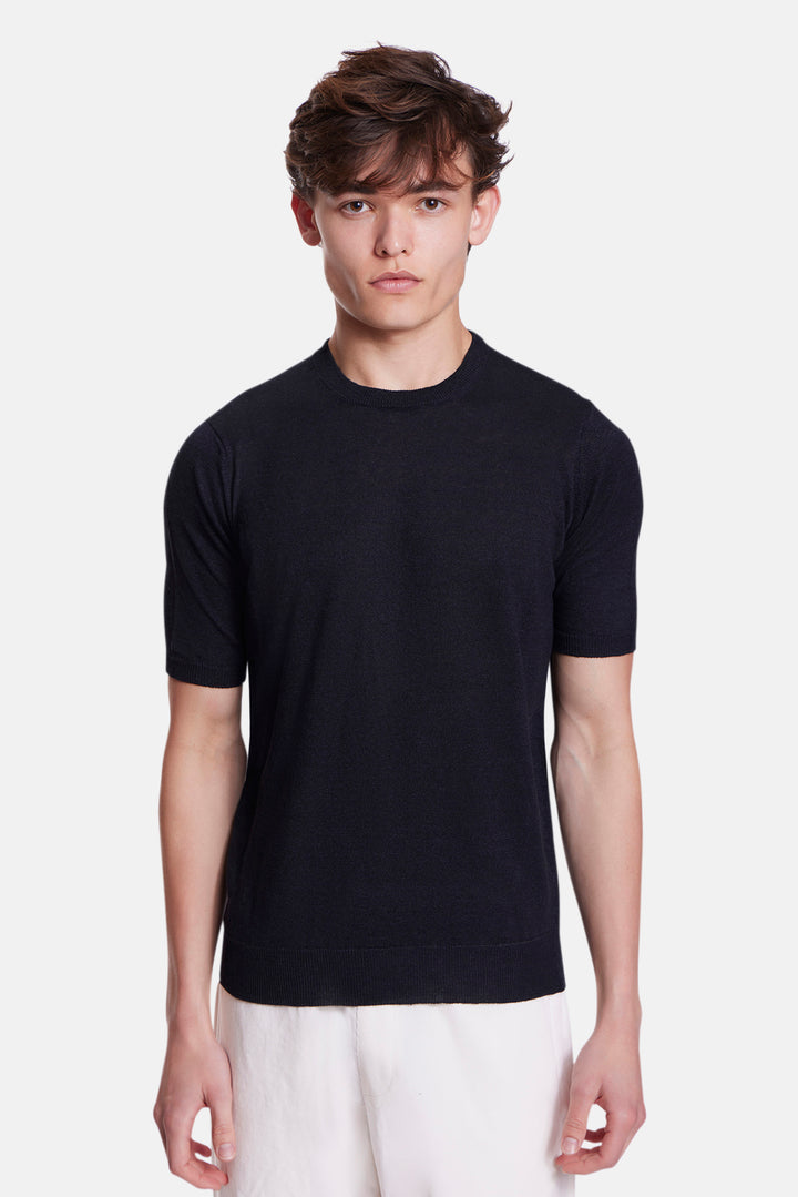 Linen Knit Tee Black