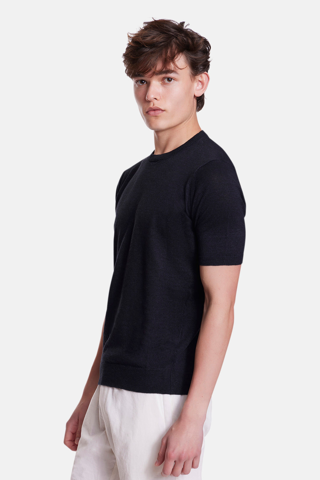 Linen Knit Tee Black
