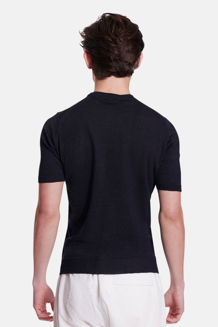 Linen Knit Tee Black