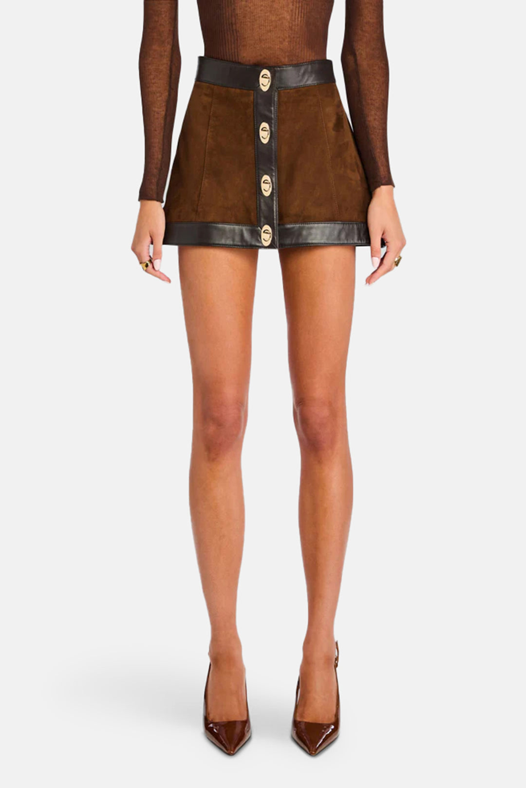 Lisbeth Leather Skirt Chocolate/Tobacco