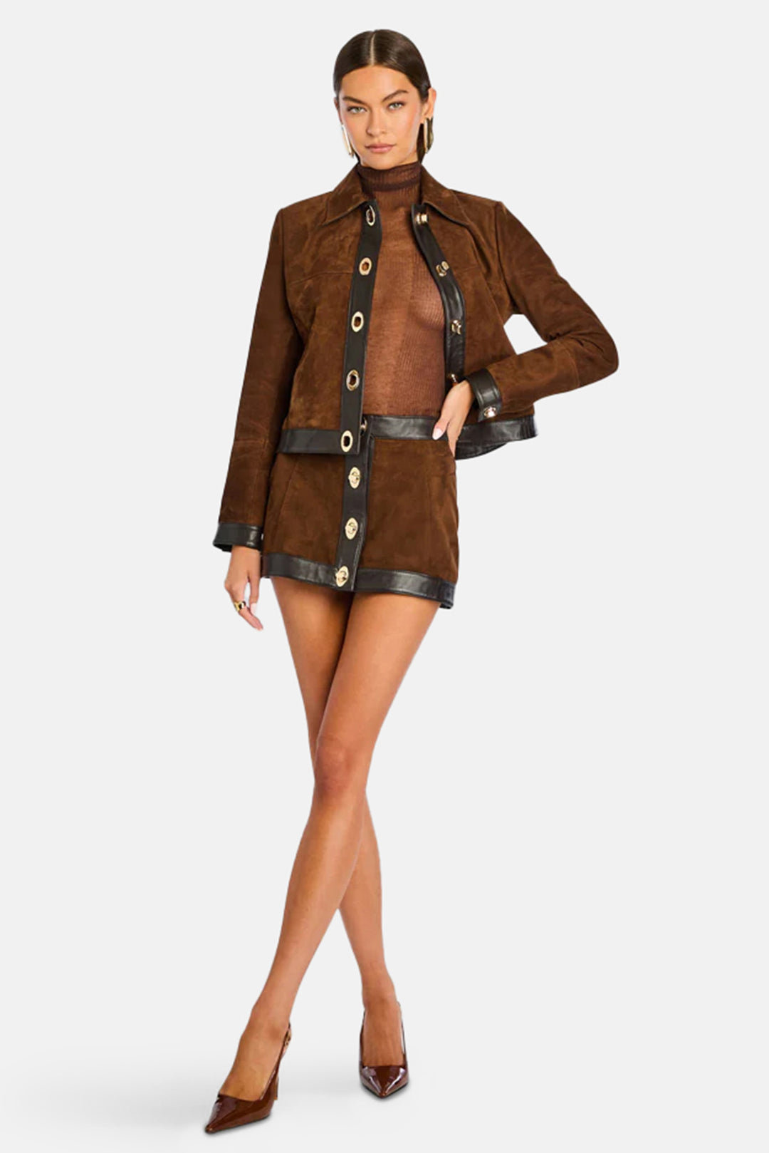 Lisbeth Leather Skirt Chocolate/Tobacco