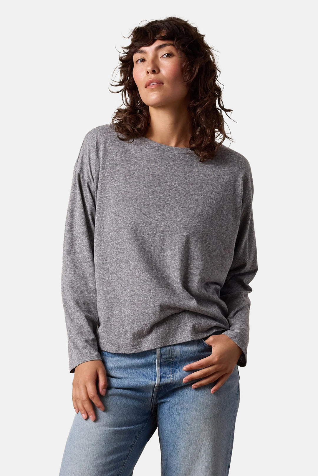Loffler Boxy Melange Jersey Tee Charcoal Heather Grey
