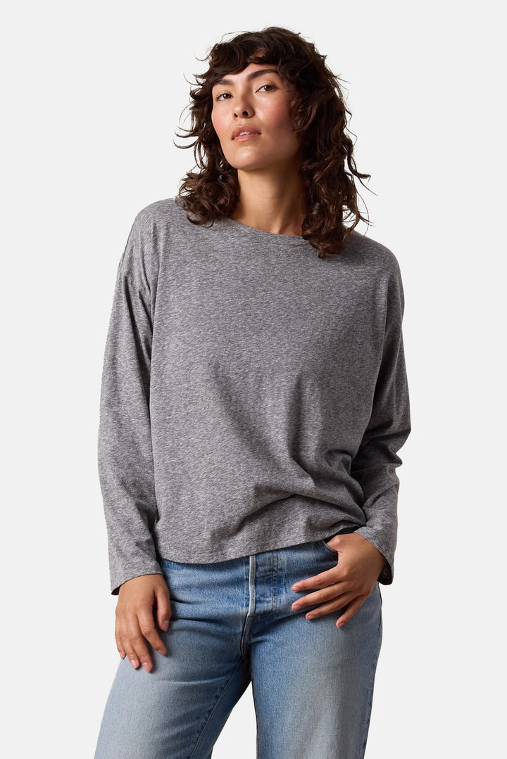 Loffler Boxy Melange Jersey Tee Charcoal Heather Grey
