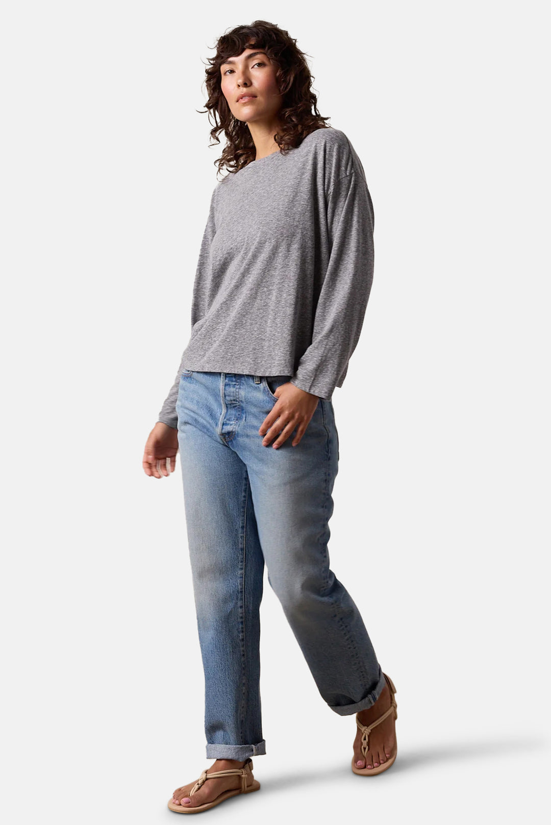 Loffler Boxy Melange Jersey Tee Charcoal Heather Grey
