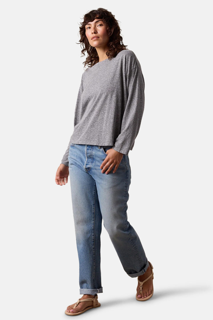 Loffler Boxy Melange Jersey Tee Charcoal Heather Grey