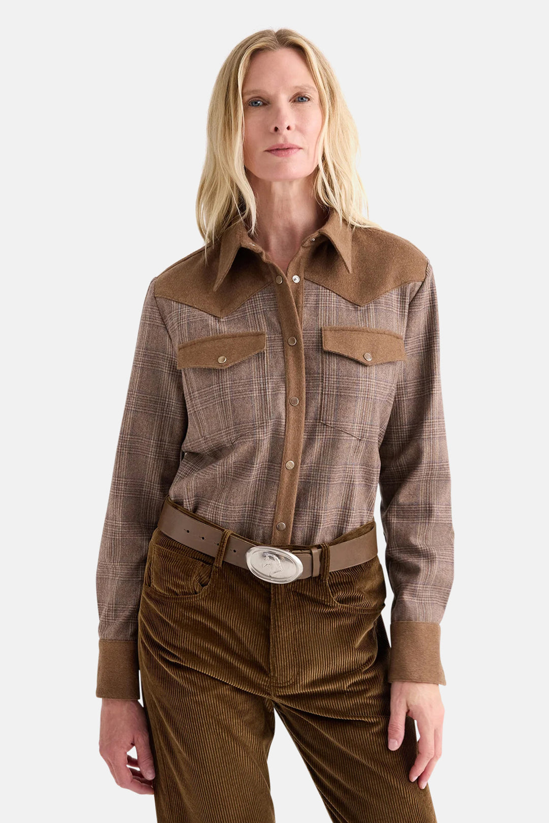 Lone Rider Shirt In Glen Plaid Wool Flannel