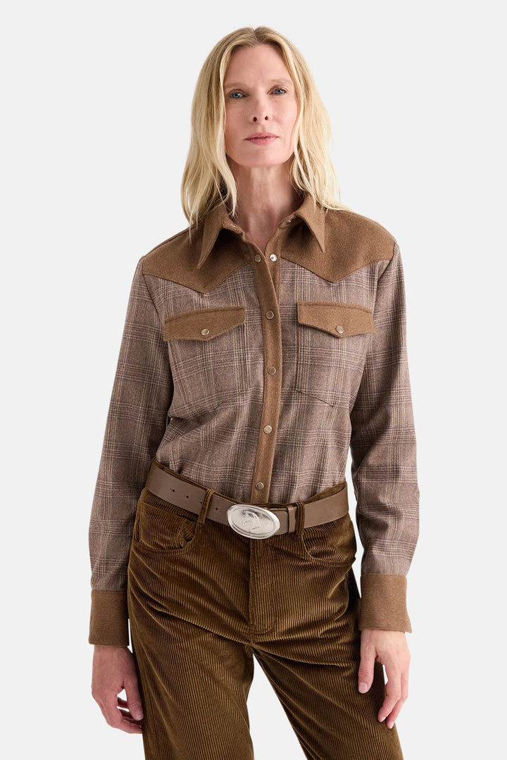 Lone Rider Shirt In Glen Plaid Wool Flannel
