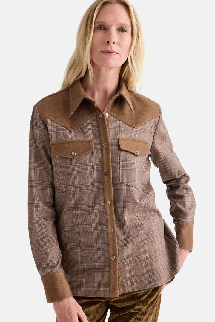 Lone Rider Shirt In Glen Plaid Wool Flannel