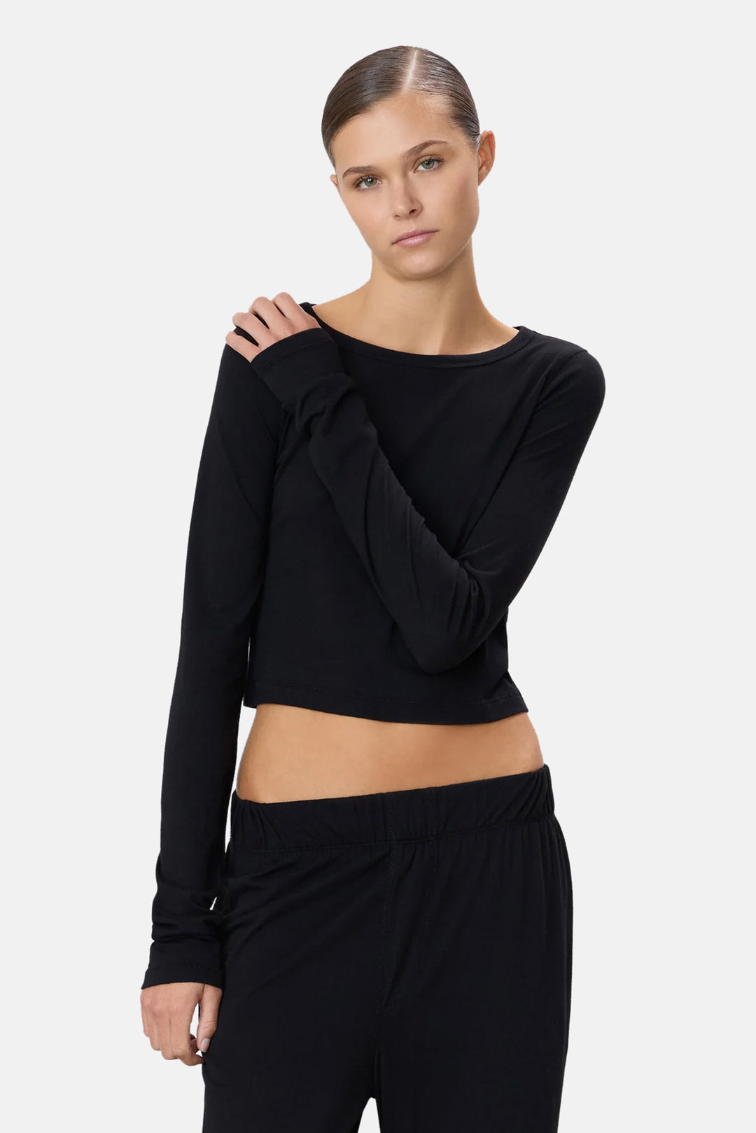 Long Sleeve Baby Tee Black