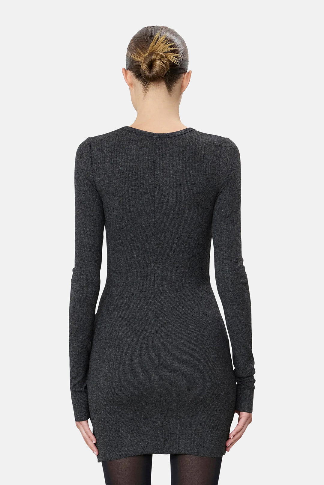 Long Sleeve Mini Crewneck Dress Heather Charcoal
