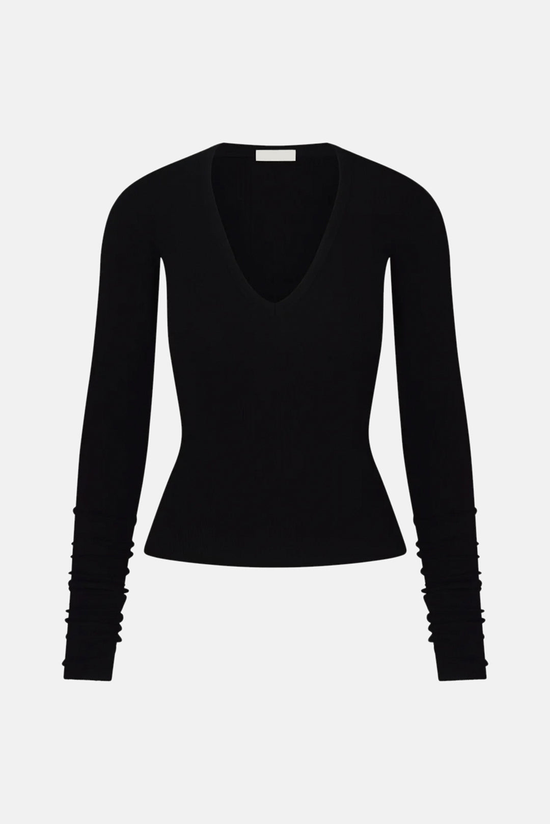 Long Sleeve V-Neck Top Black