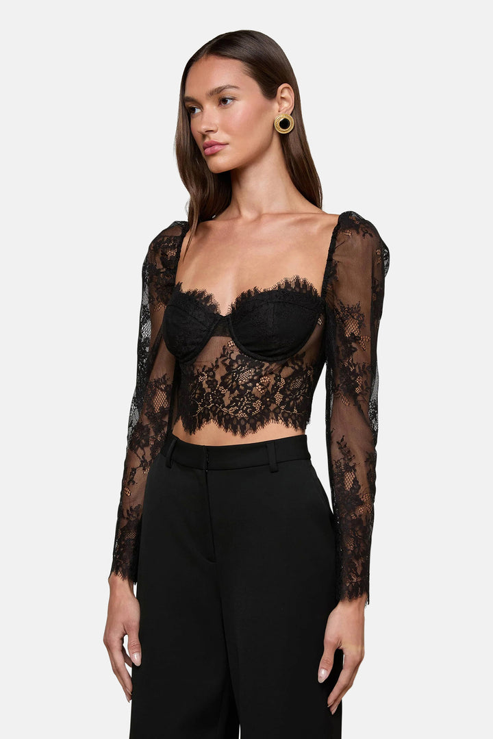 Lori Lace Bustier Top Black