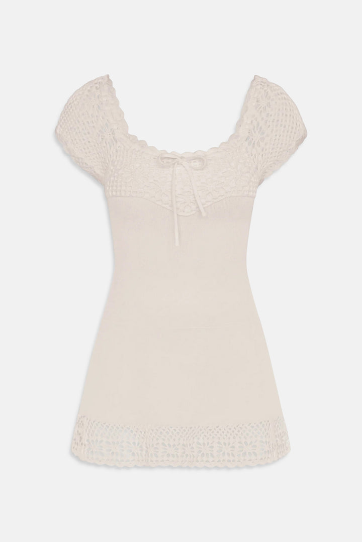 Lover Crochet Knit Mini Dress White