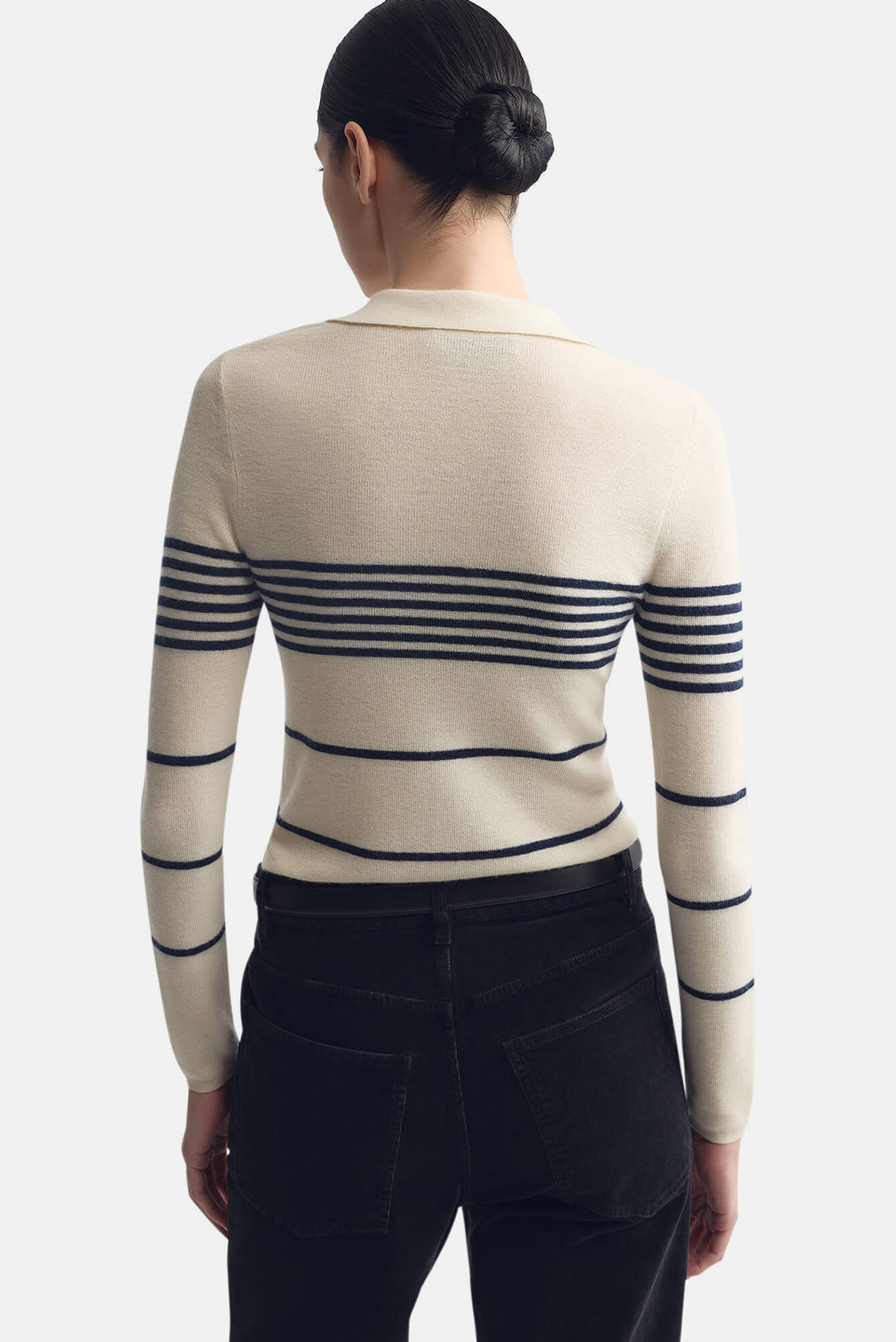 Lucille Multi Stripe Polo Ivory/Navy Stripe