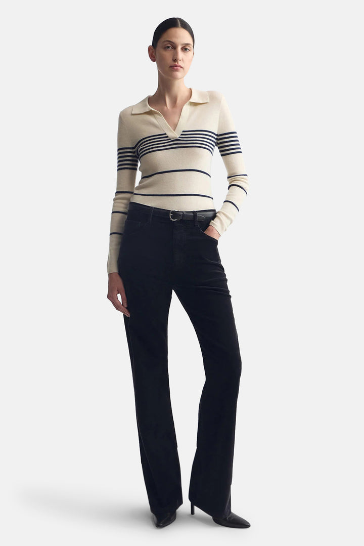 Lucille Multi Stripe Polo Ivory/Navy Stripe