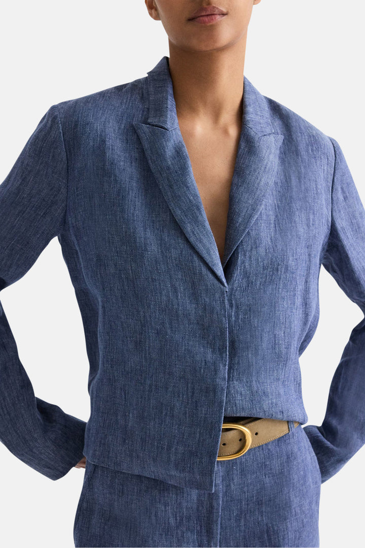 Lucy Blazer in Washed Hemp Denim Medium Indigo
