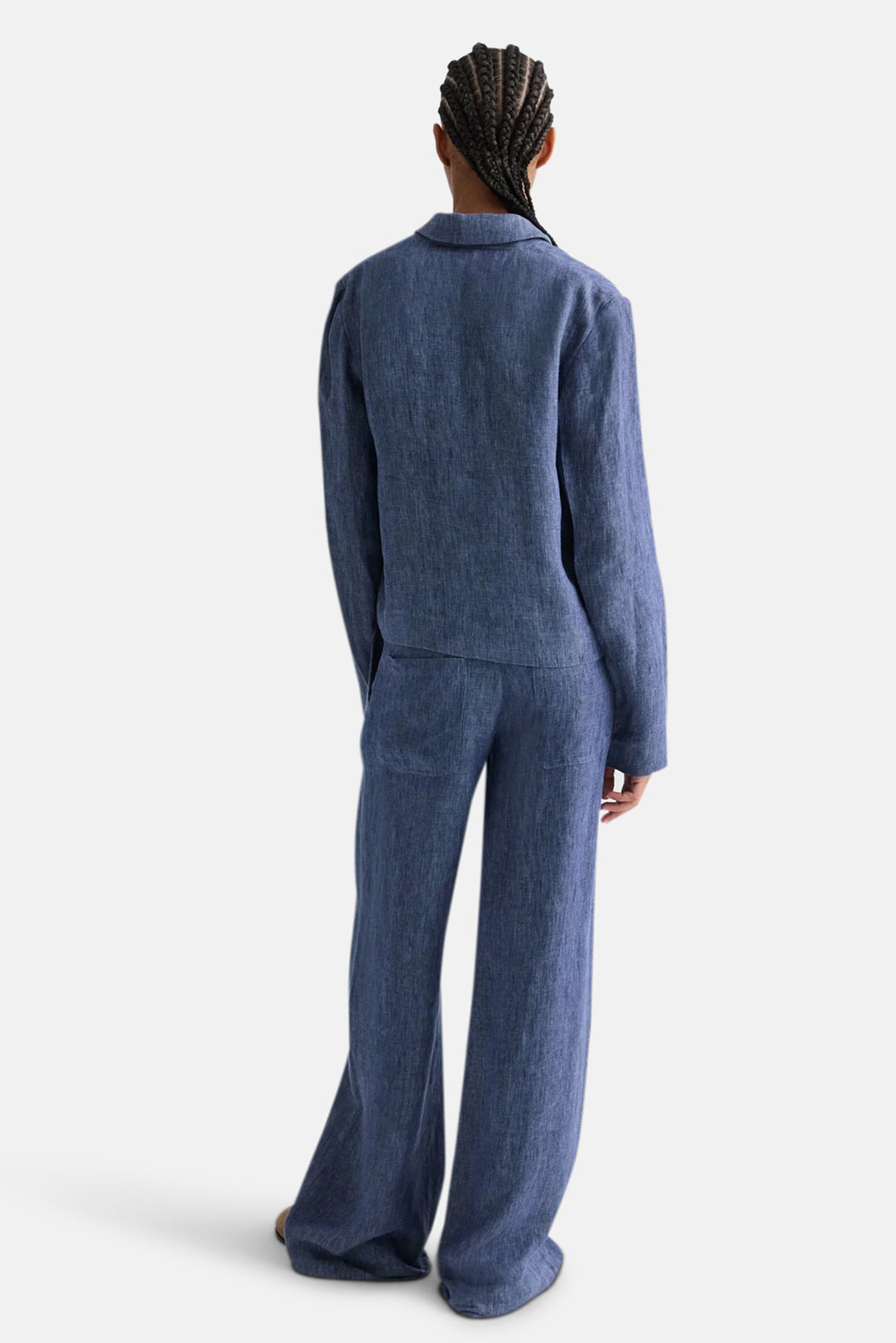 Lucy Blazer in Washed Hemp Denim Medium Indigo