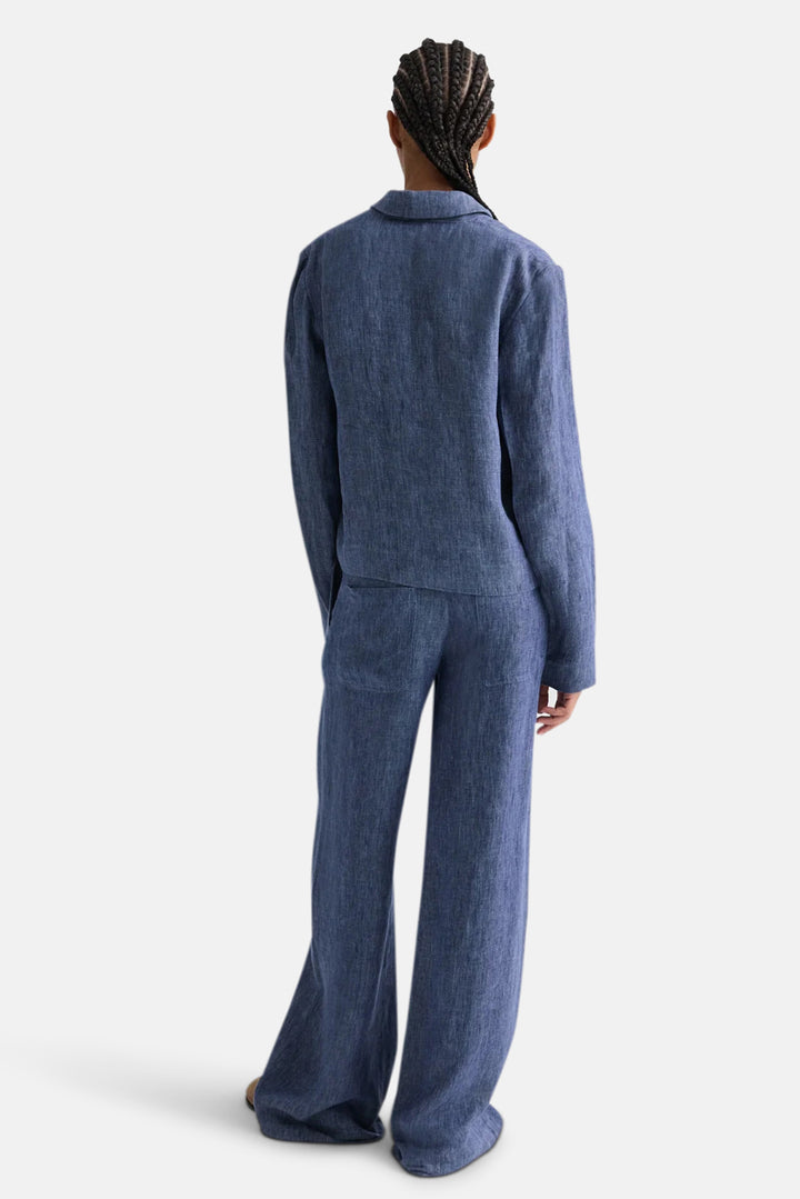 Lucy Blazer in Washed Hemp Denim Medium Indigo