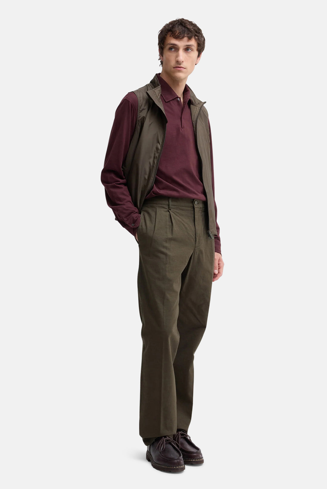 Luigi Long-Sleeved Polo Shirt in Cotton Jersey Barbera