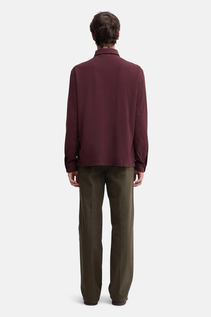 Luigi Long-Sleeved Polo Shirt in Cotton Jersey Barbera