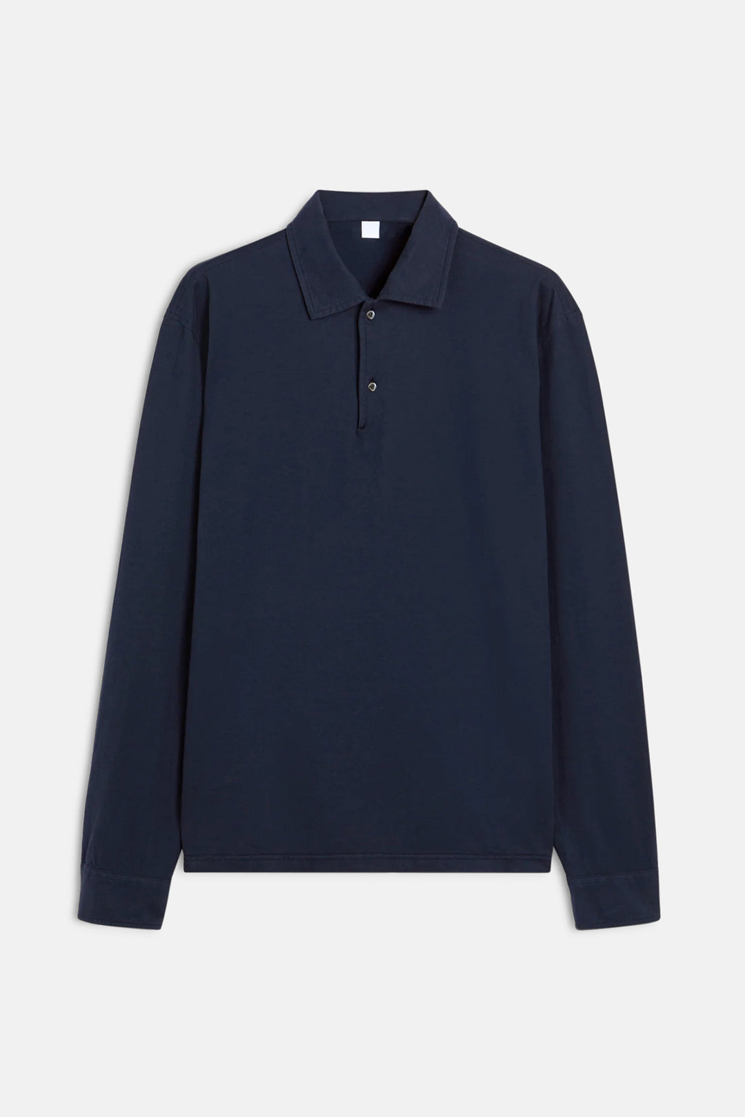 Luigi Long-Sleeved Polo Shirt in Cotton Jersey Navy