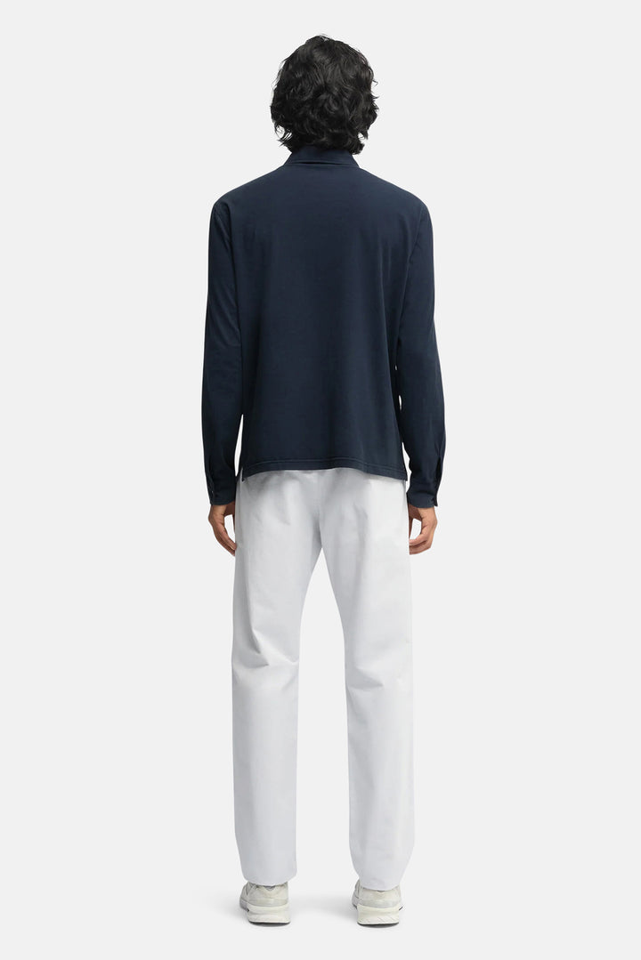 Luigi Long-Sleeved Polo Shirt in Cotton Jersey Navy
