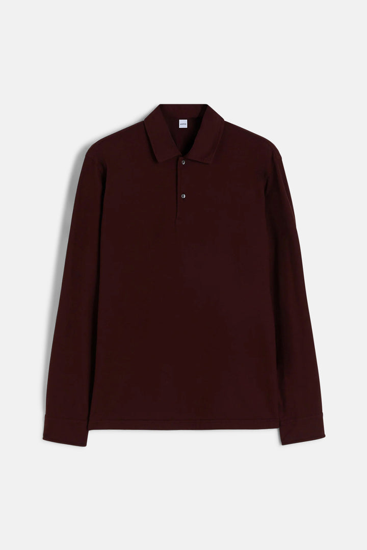 Luigi Long Sleeve Jersey Polo Burgundy