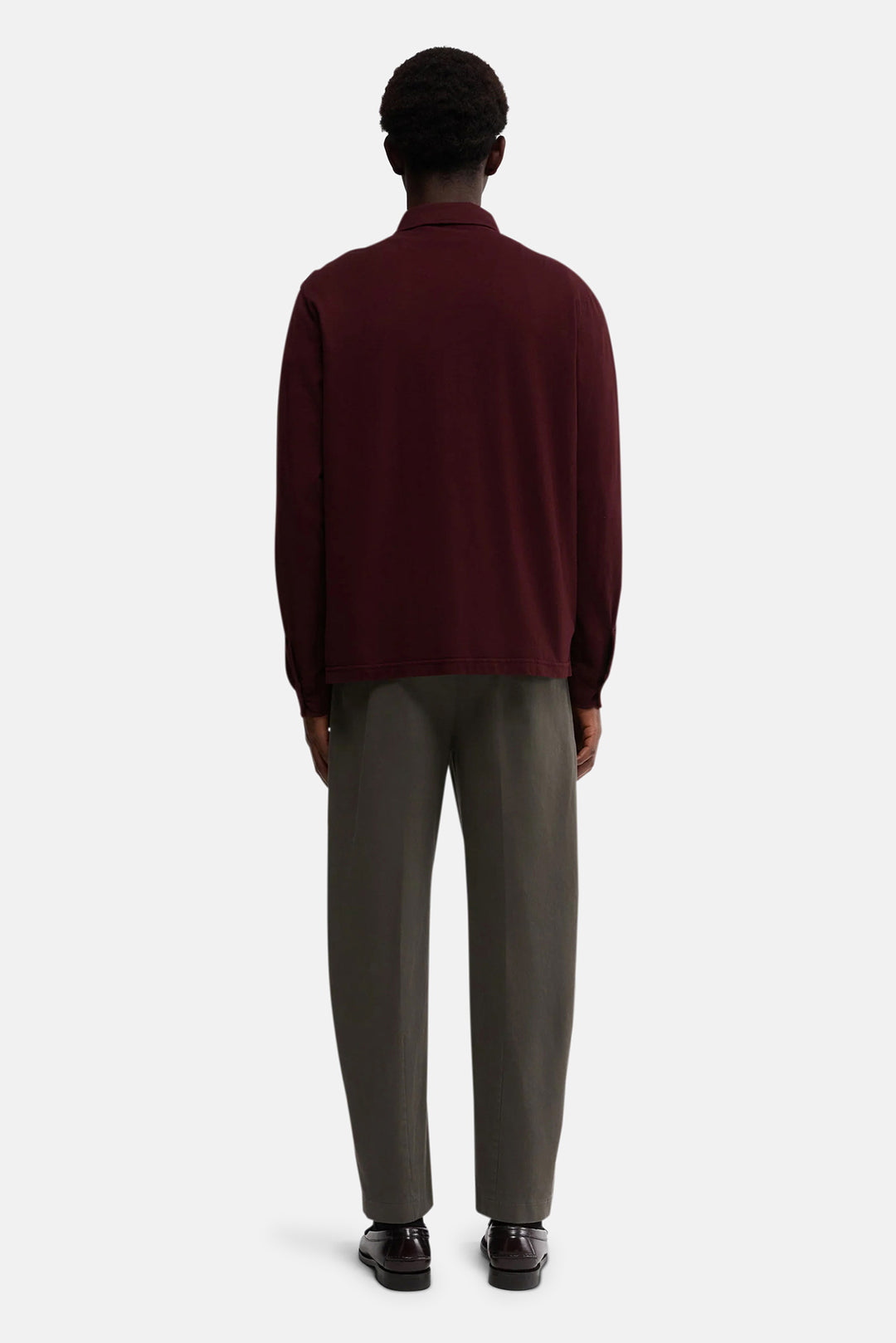 Luigi Long Sleeve Jersey Polo Burgundy