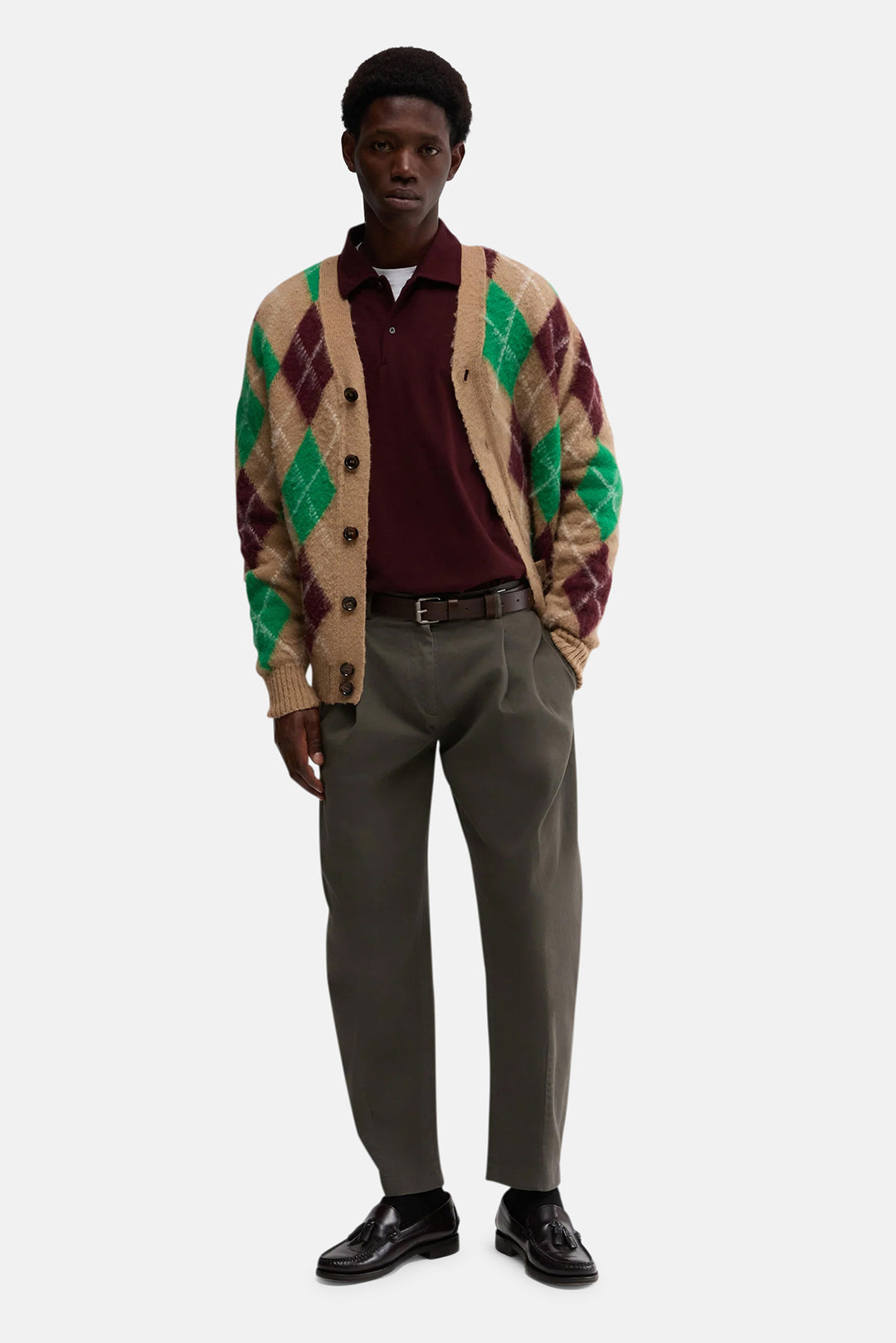 Luigi Long Sleeve Jersey Polo Burgundy