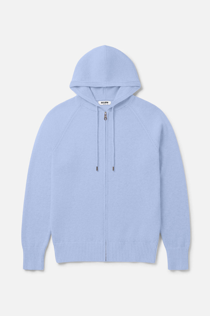Luke Zip Hoodie Blue Flax