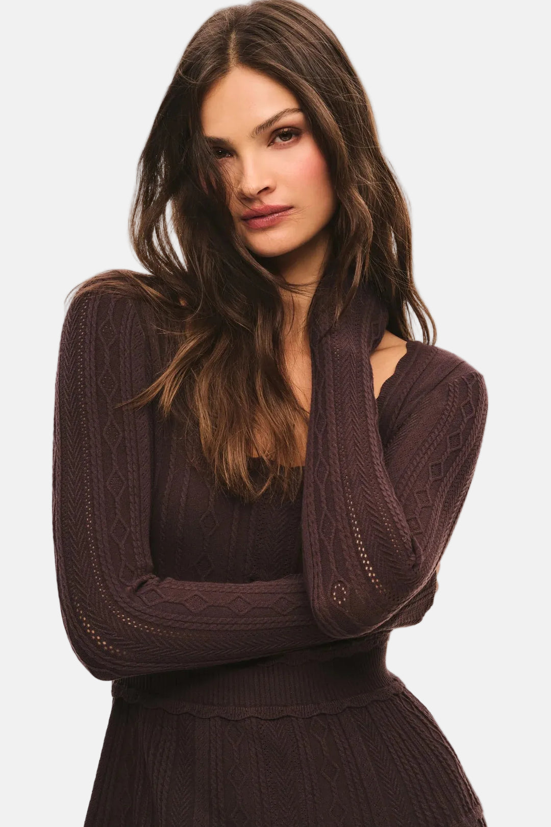 Lunelle Stretch Pointelle Mini Dress Campfire Cacao
