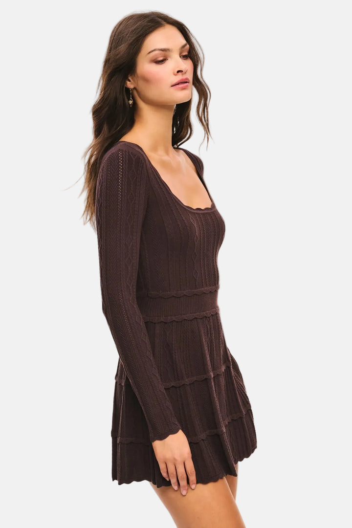 Lunelle Stretch Pointelle Mini Dress Campfire Cacao
