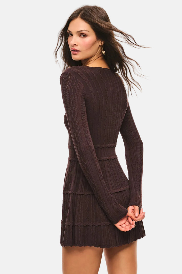 Lunelle Stretch Pointelle Mini Dress Campfire Cacao