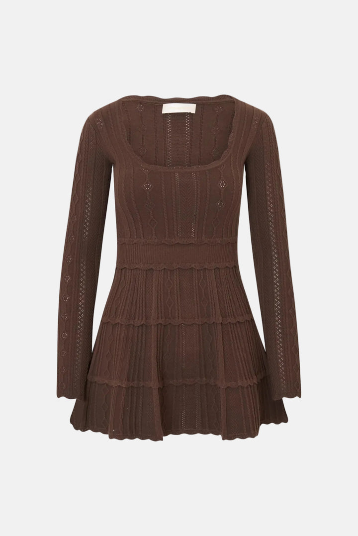 Lunelle Stretch Pointelle Mini Dress Campfire Cacao